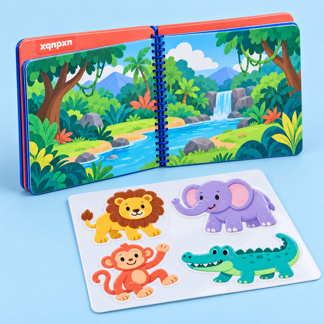 xqnpxn Jungle Journey Reusable Sticker Scene Pad