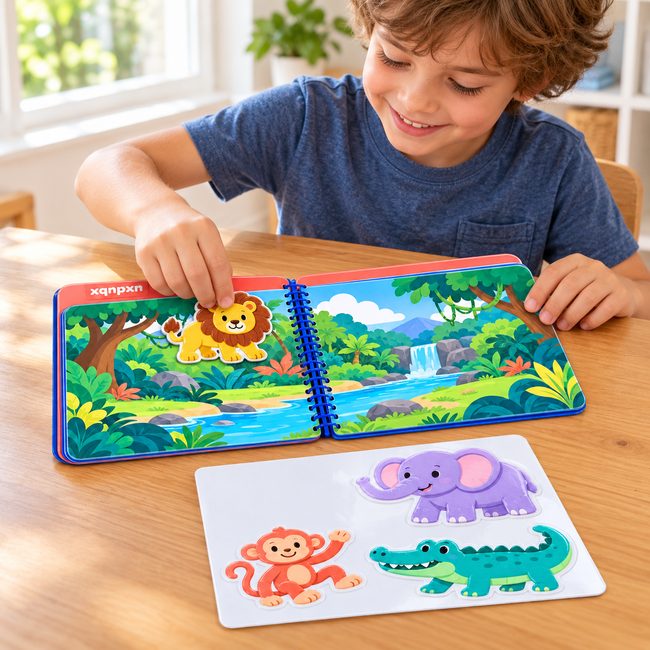 xqnpxn Jungle Journey Reusable Sticker Scene Pad